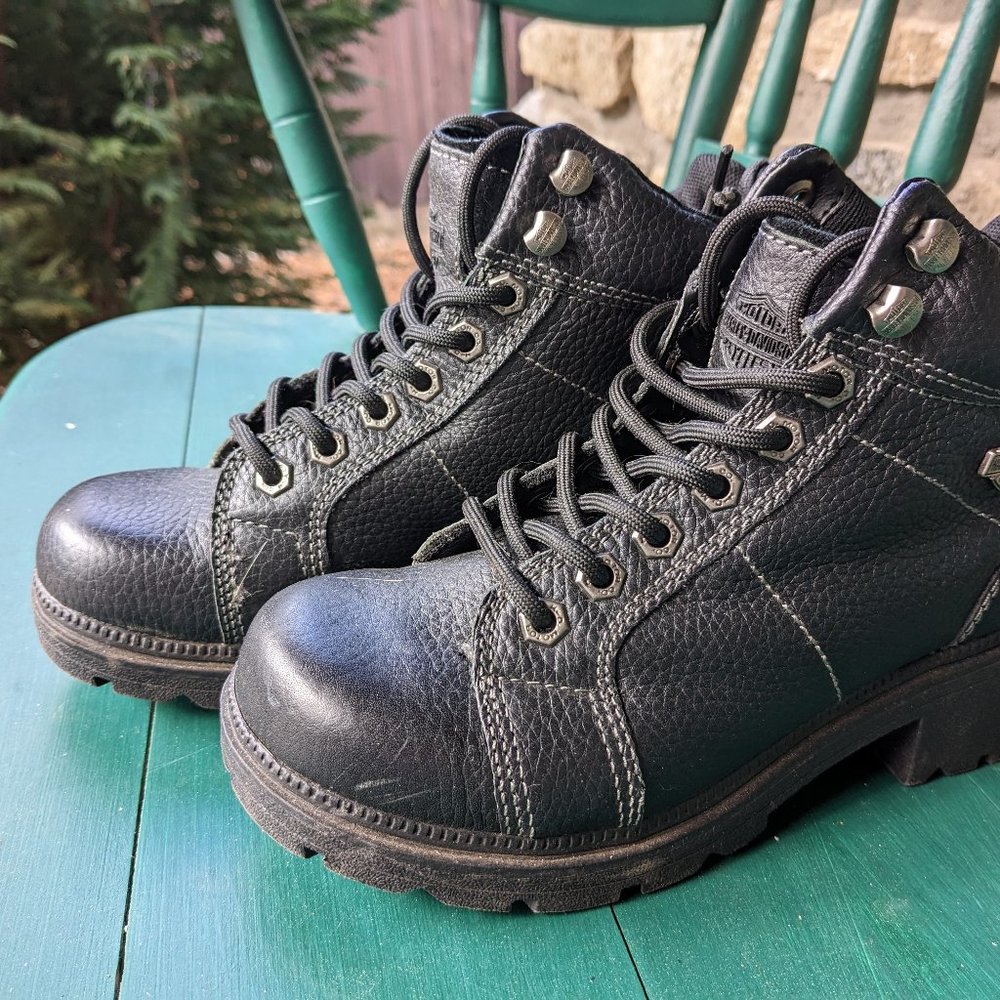 Harley Davidson black leather motorcycle boots